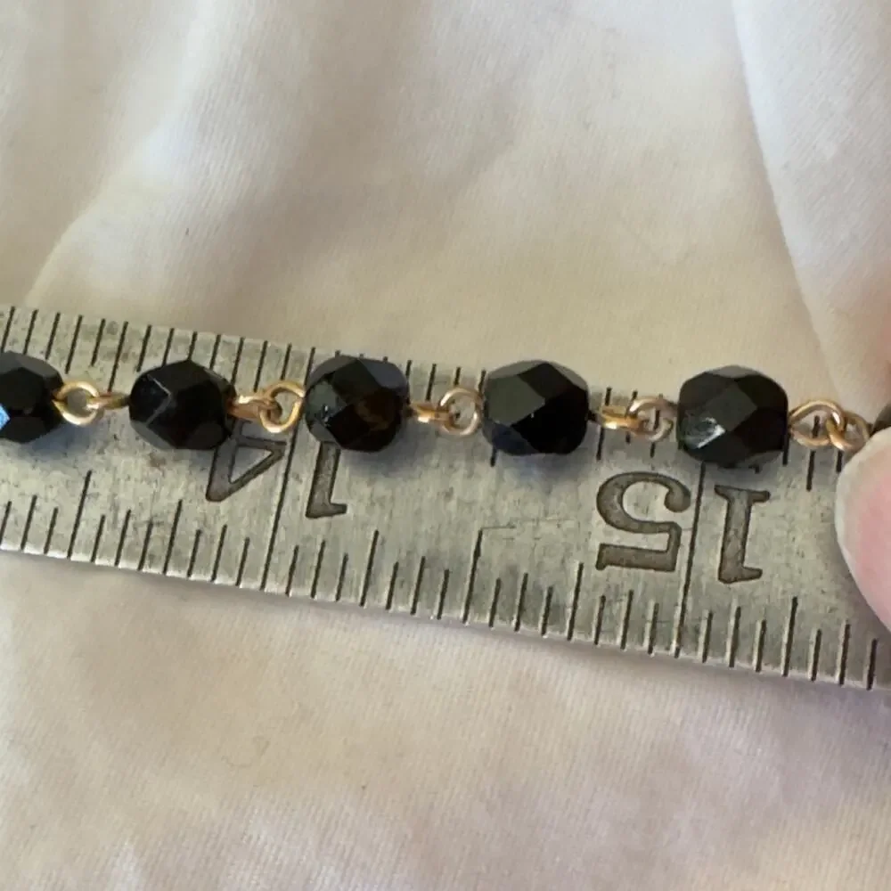 Vintage Laguna Black Jet Crystal Faceted Beaded Necklace NWT Estate Jewelry 28”